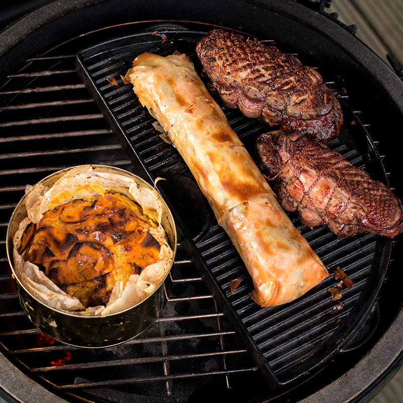 Halbrunde Grillplatte aus Gusseisen